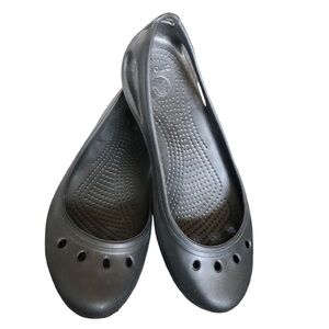 Crocs Kadee Flats Black Slip On Lightweight Shoe 8 Round Toe Comfort Athleisure